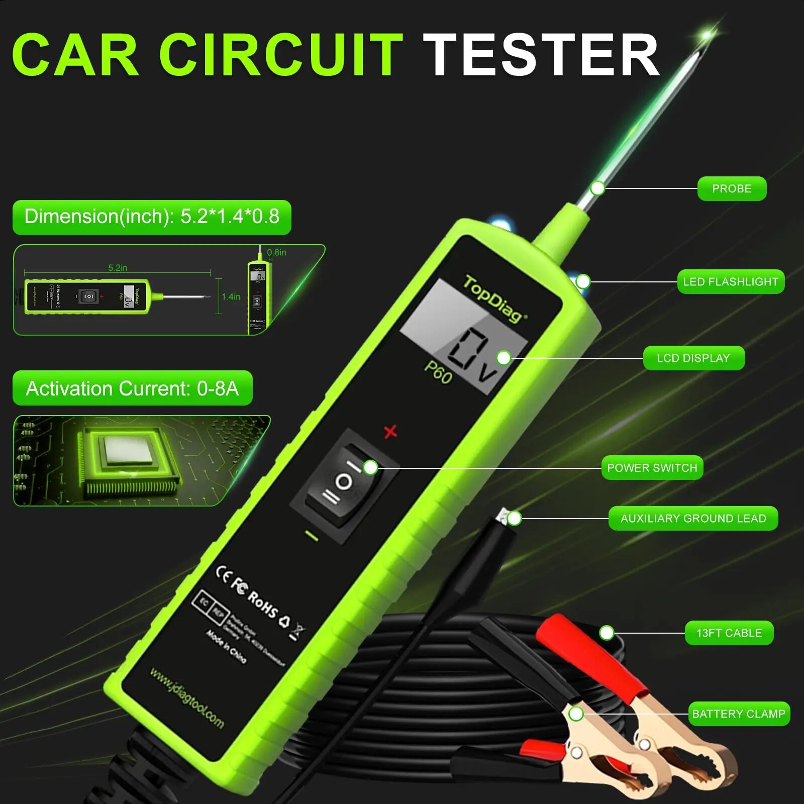 Jdiag P60 Automotive Power Cir - огляд і ціна Power Tools Automotive